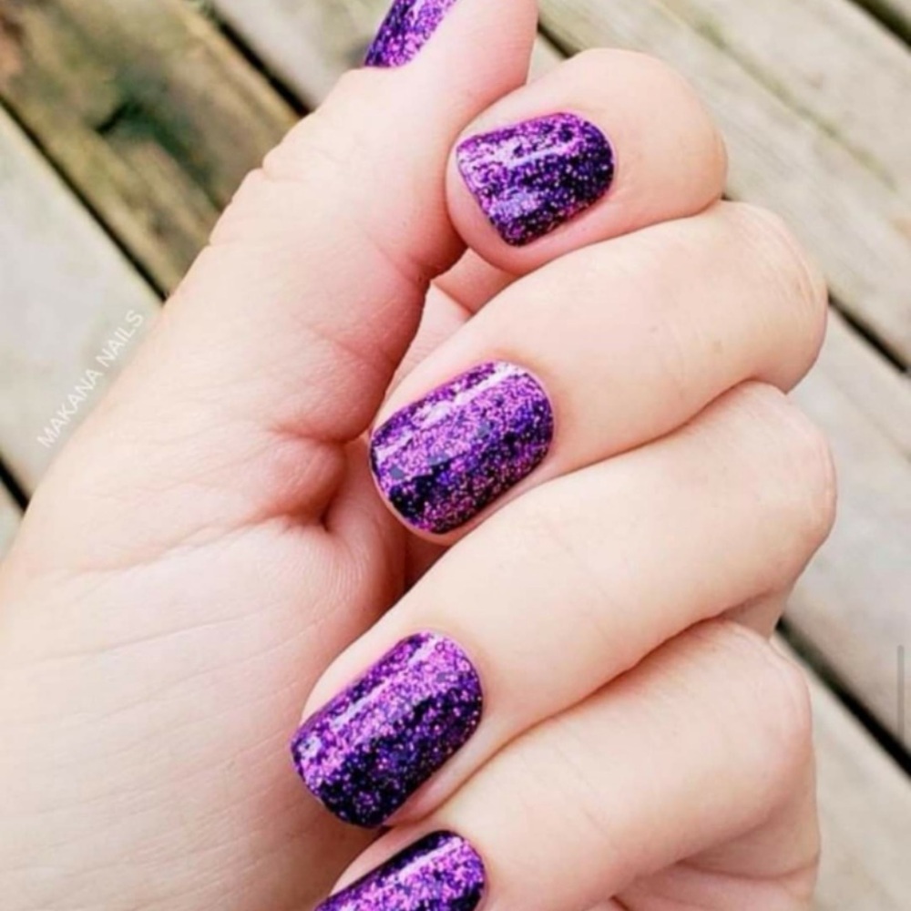 Color Street “Ibiza Nights” Nail Polish Strips Retired Purple Glitter Nails NEW
